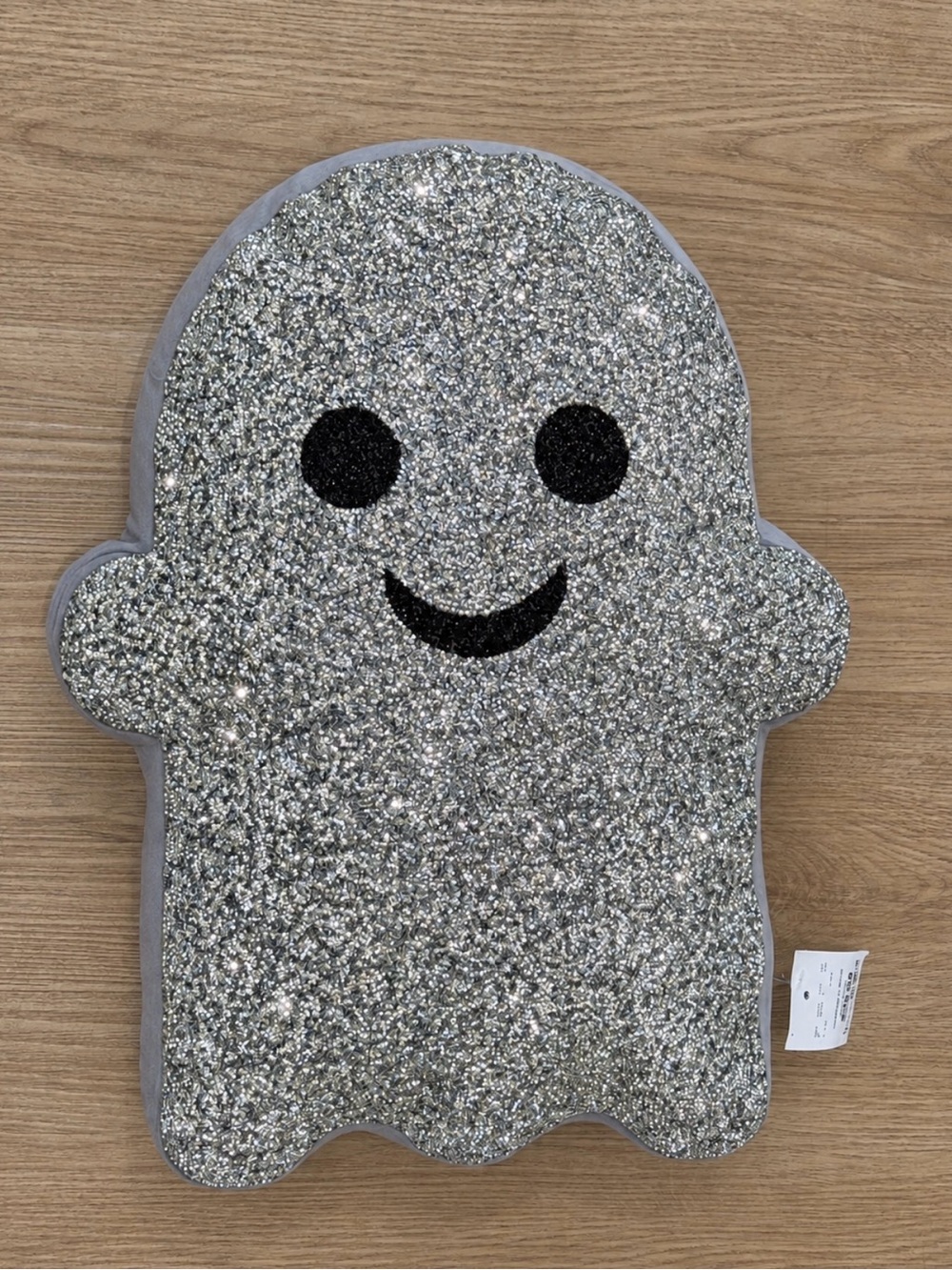 Sparkle Ghost Accent Pillow - Silver Glitter